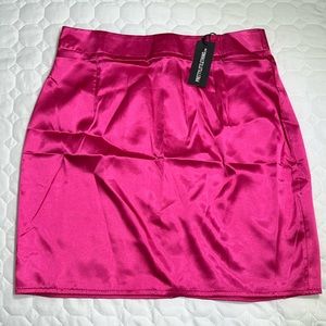 Pink Satin High Waisted Mini Skirt